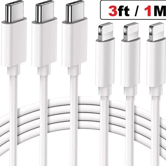 3XFast Charger Cable Type USB C PD Cord to For iPhone 14 13 12 11 Pro Max XR lot - Picture 1 of 9